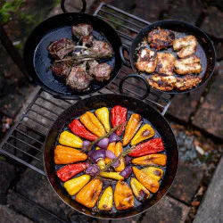 Set of 3 Skillets plus Handle - Kadai
