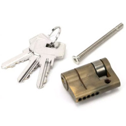 Single Euro Cylinder Lock - Aged Brass Finish