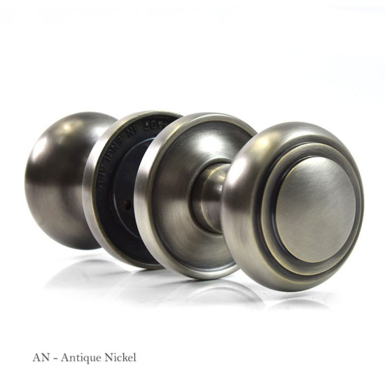 Stepped Cushion Door Knob on Raised Edge Covered Rose