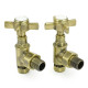Westminster Crosshead Manual Angled Radiator Valves - Antique Brass