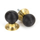 Cottage Ebony Knob Set with Polished Brass Roses
