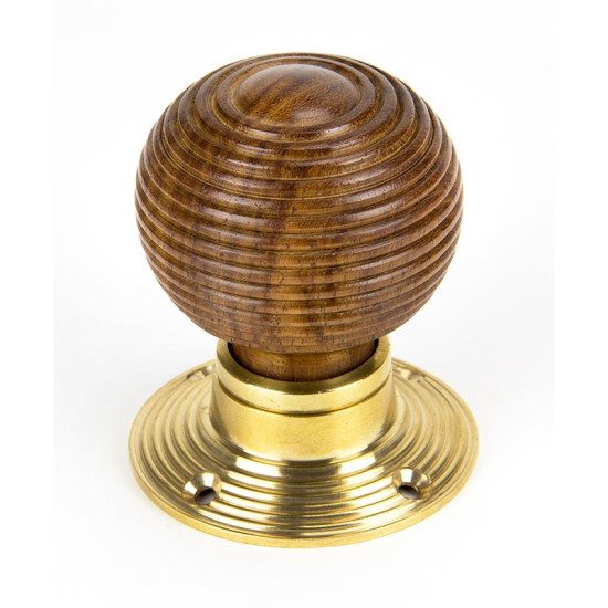 Cottage Rosewood Knob Set with Polished Brass Roses