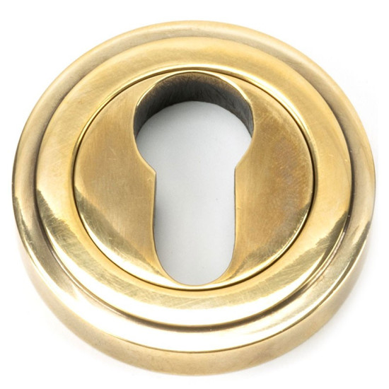 Aged Brass Art Deco Round Euro Escutcheon