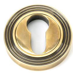 Aged Brass Beehive Round Euro Escutcheon