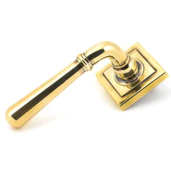 Newbury Lever on Square Rose Set - Aged Brass
