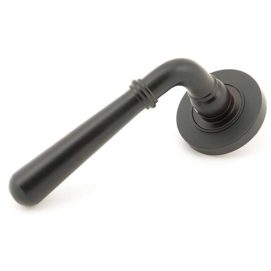 Newbury Lever on Round Rose Set - Aged Bronze