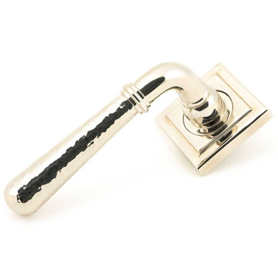 Hammered Newbury Lever on Square Rose Set - Polished Nickel