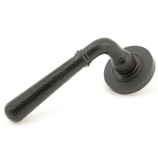 Hammered Newbury Lever on Round Rose Set - Aged Bronze