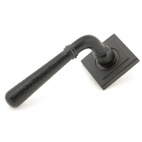 Hammered Newbury Lever on Square Rose Set - Aged Bronze