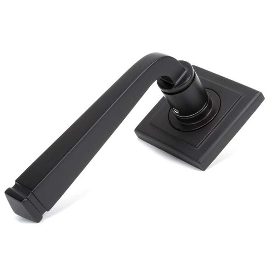 Avon Sprung Lever Door Handle on Square Rose Set - Aged Bronze