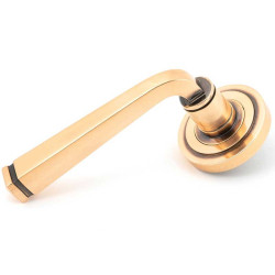 Avon Sprung Lever Door Handle on Art Deco Rose Set - Polished Bronze