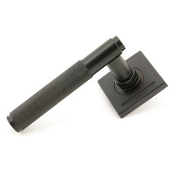 Brompton Sprung Lever Door Handle on Square Rose Set - Aged Bronze