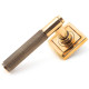 Brompton Sprung Lever Door Handle on Square Rose Set - Polished Bronze