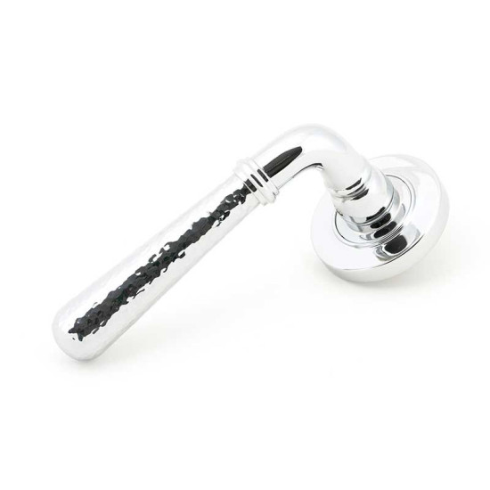 Polished Chrome Hammered Newbury Lever on Round Rose Set - Unsprung