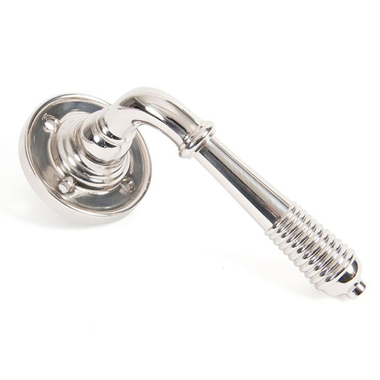 Polished Nickel Reeded Lever on Rose Set - Unsprung