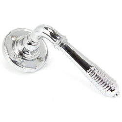 Polished Chrome Reeded Lever on Rose Set - Unsprung