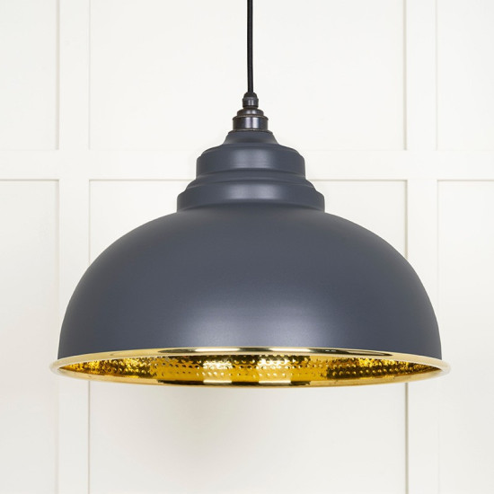 Hammered Brass Harborne Pendant in Slate