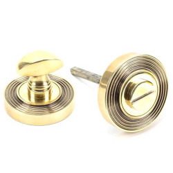 Aged Brass Beehive Round Bathroom Thumbturn Set