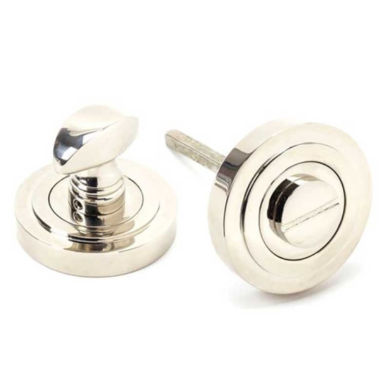 Polished Nickel Art Deco Round Bathroom Thumbturn Set