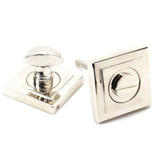 Polished Nickel Square Bathroom Thumbturn Set