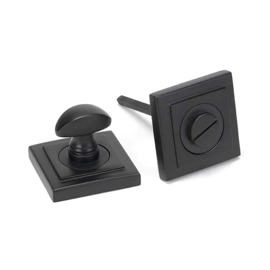 Aged Bronze Square Bathroom Thumbturn Set