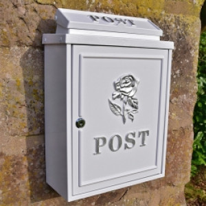Silver Rose Wall Mounted Postbox