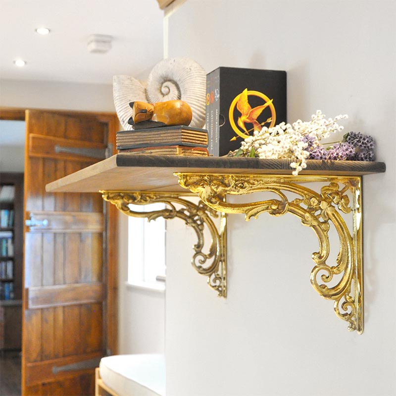 Brass Victorian Scroll Leaf Bracket