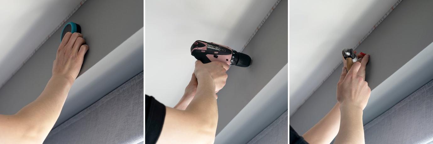 Preparing fixing holes for a curtain bracket