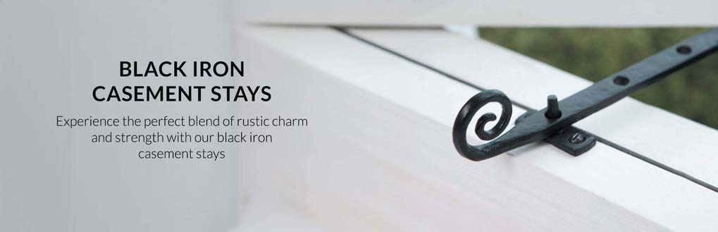 window furniture  | casement stays  | black iron casement stays 