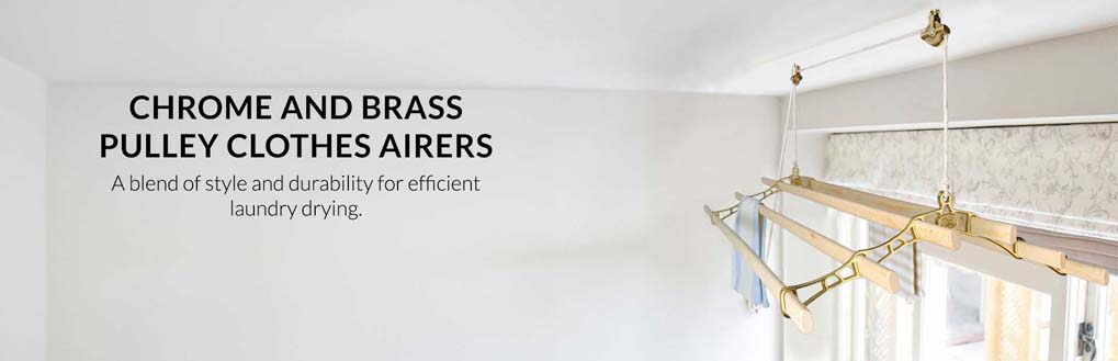 pulley clothes airers  | chrome and brass pulley clothes airers 
