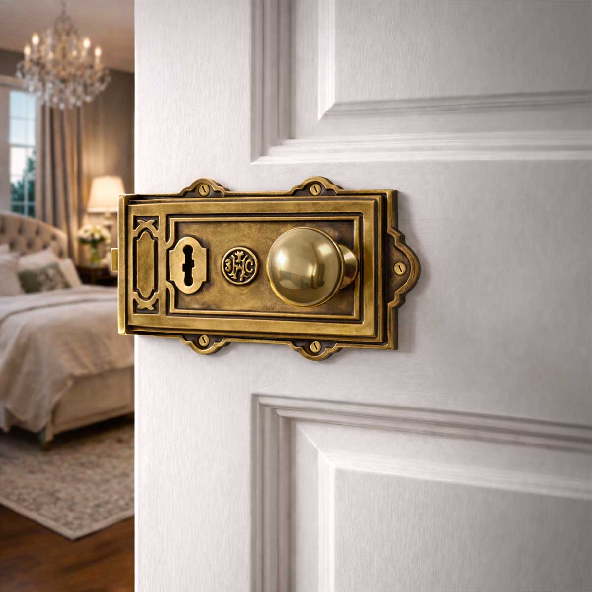 Davenport Brass Rim Lock Set