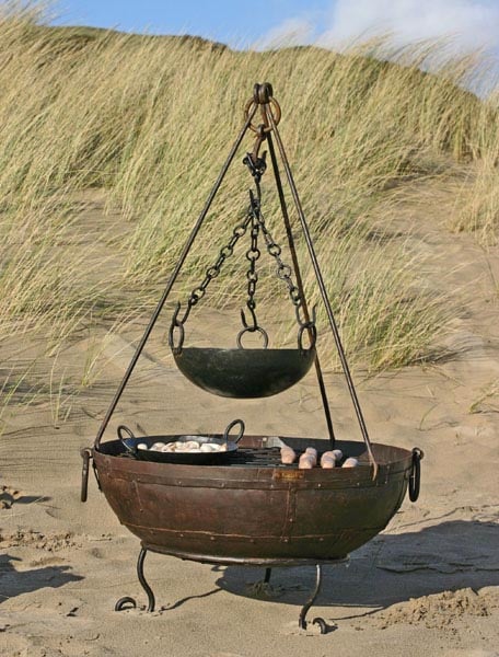 Kadai Fire Bowl Outdoor Kadai Fire Bowl on beach