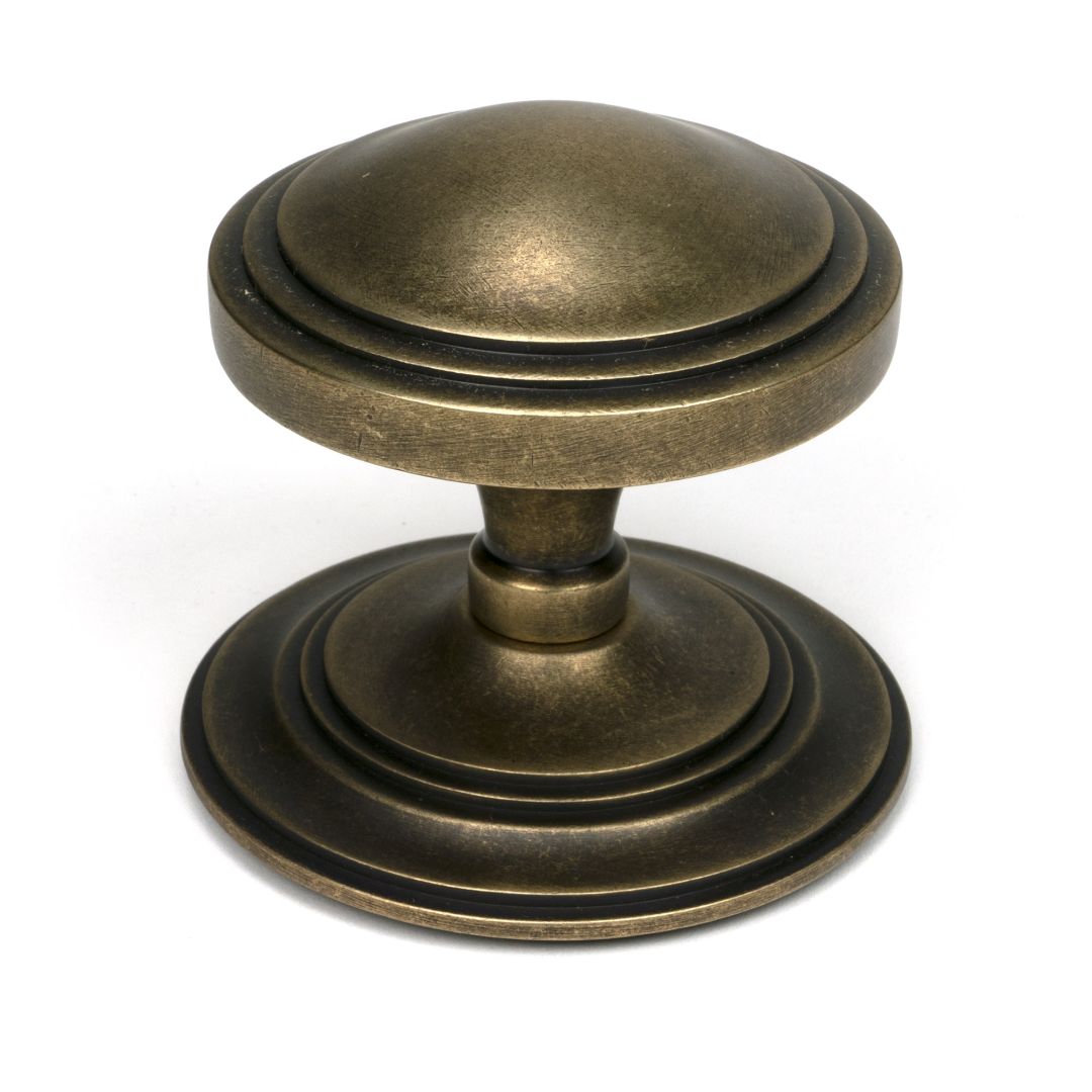 Art Deco Centre Door Knob - Burnished Brass