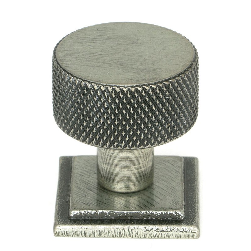Blacksmith Pewter Patina Brompton Cabinet Knob on Square Rose