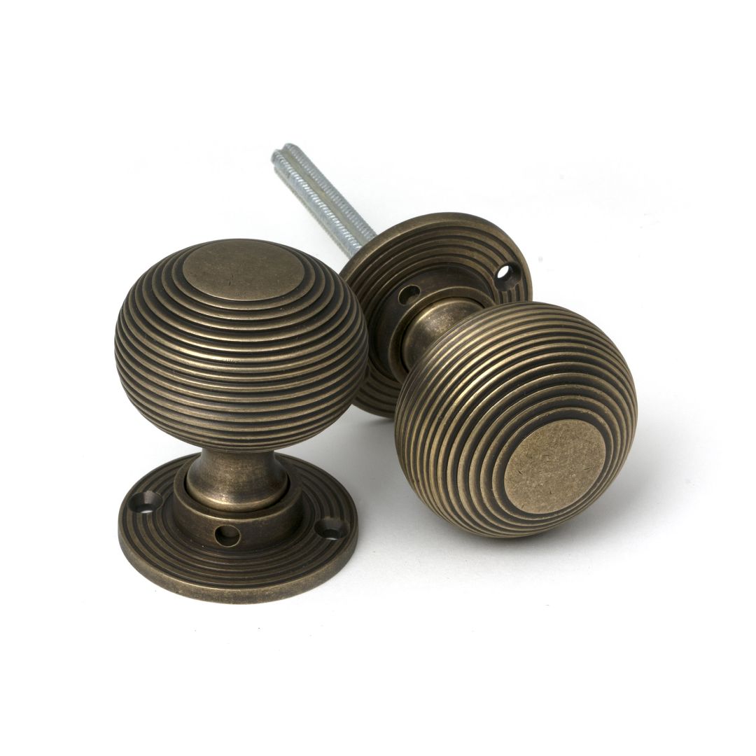 Burnished Brass Beehive Mortice/Rim Knob Set
