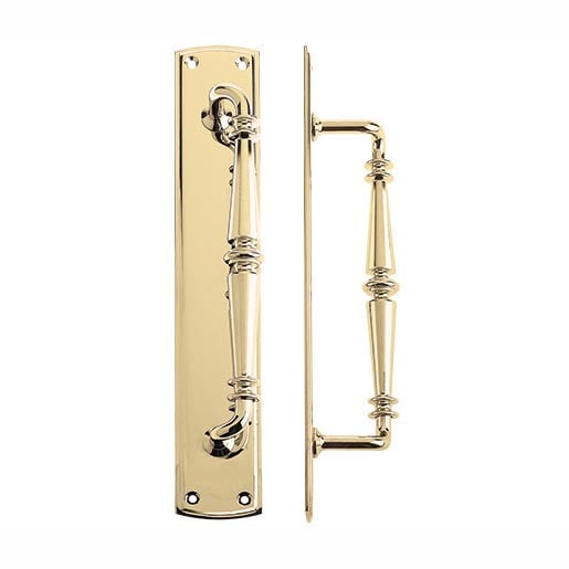 Chester Pull Handle on Backplate - Polished Brass