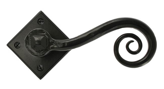 Traditional Blacksmith Monkey tail Lever Door Handle on Diamond Rosette