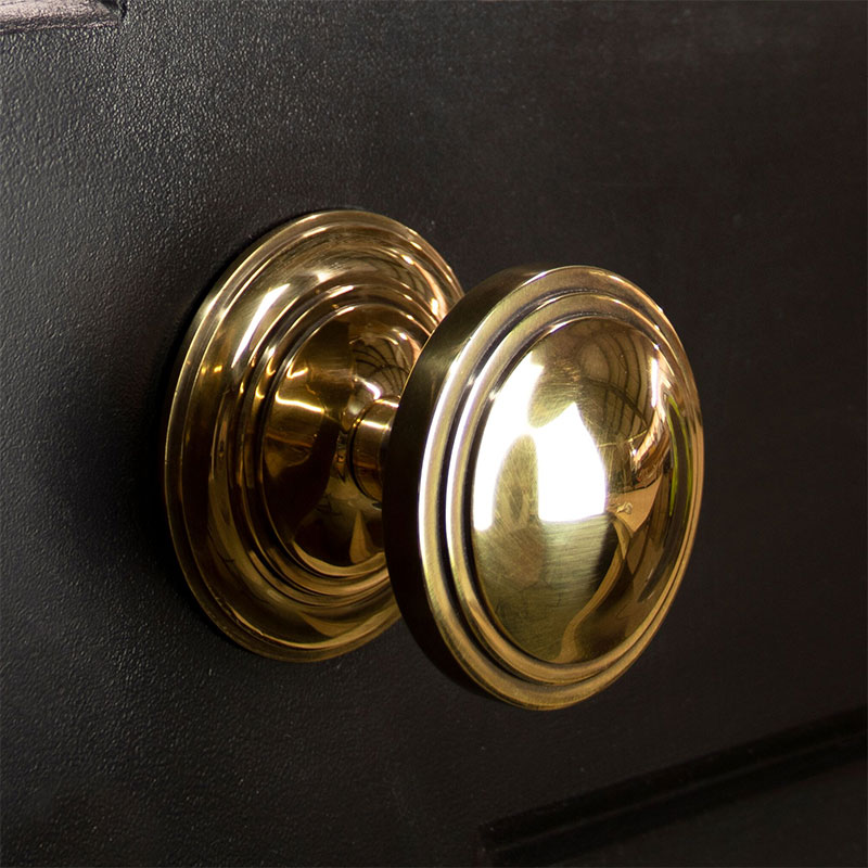 Period Art Deco Centre Door Knob - Aged Brass