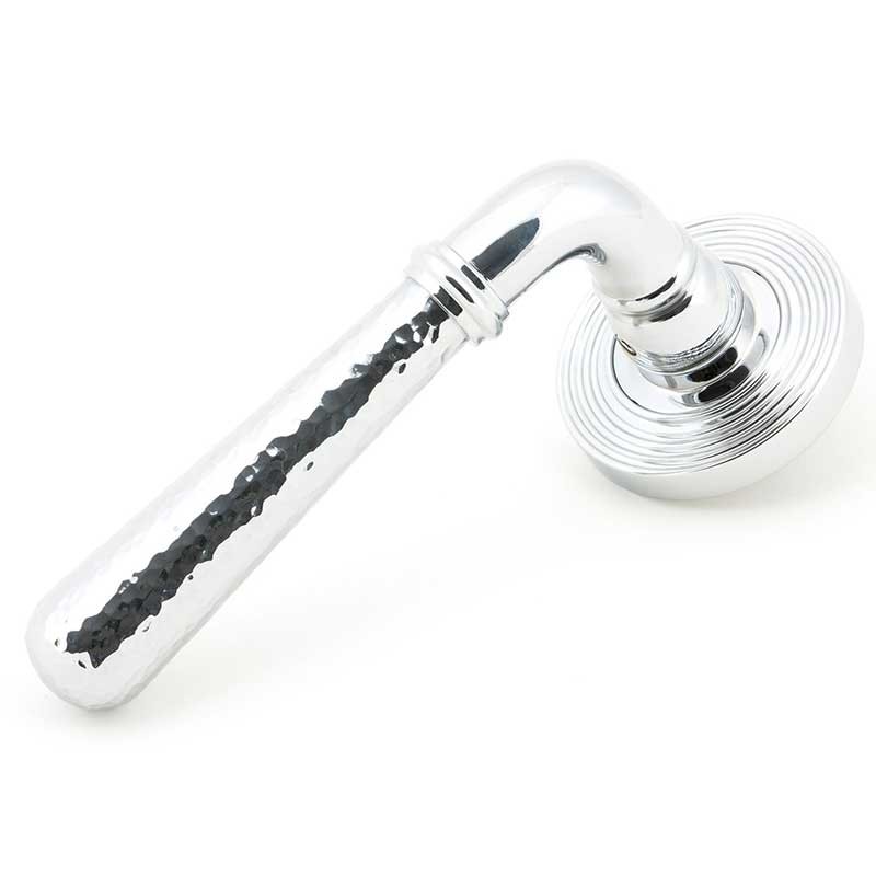 Hammered Newbury Lever on Beehive Rose Set - Polished Chrome