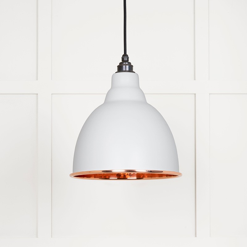 White/Light Hammered Copper Brindley Pendant In Flock