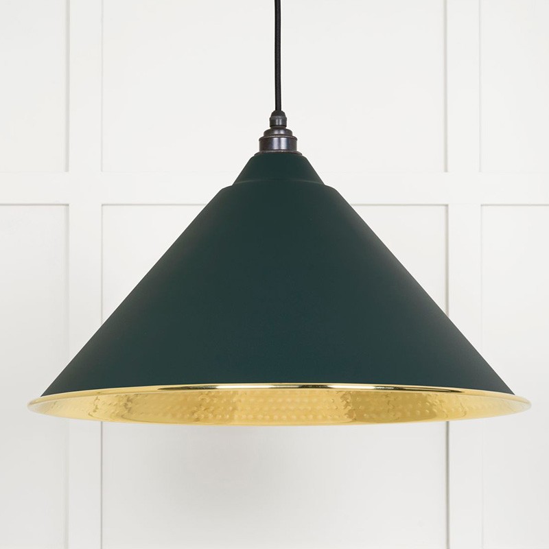 Green/Light Hammered Brass Hockley Pendant In Dingle