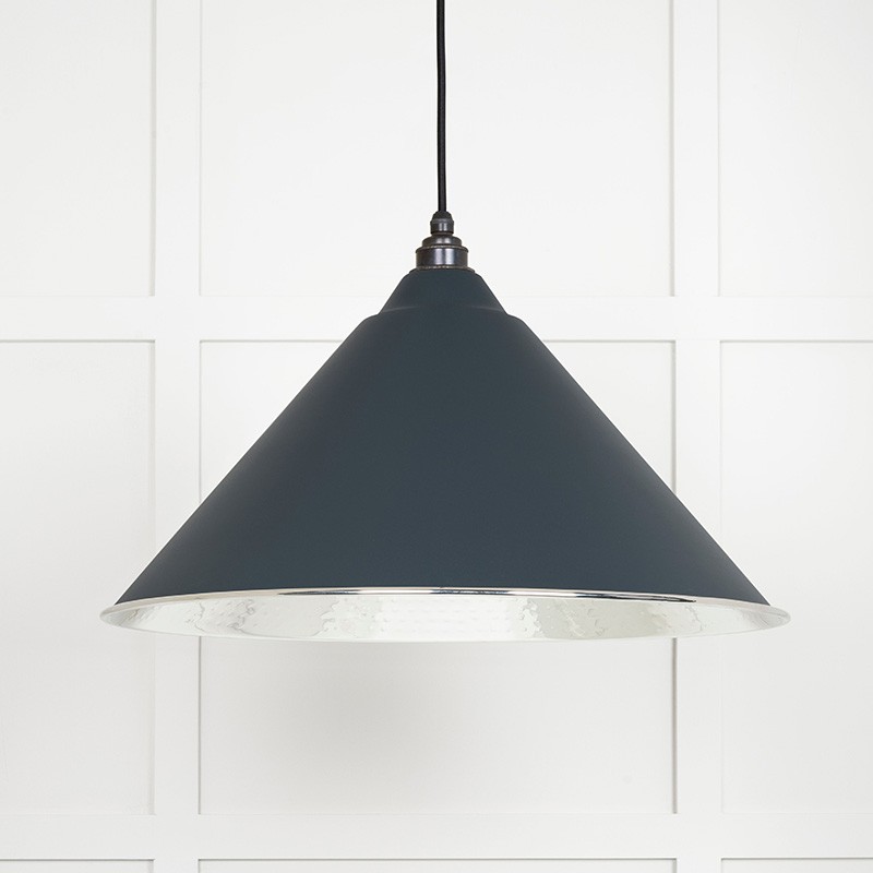 Dark/Grey Hammered Nickel Hockley Pendant In Soot