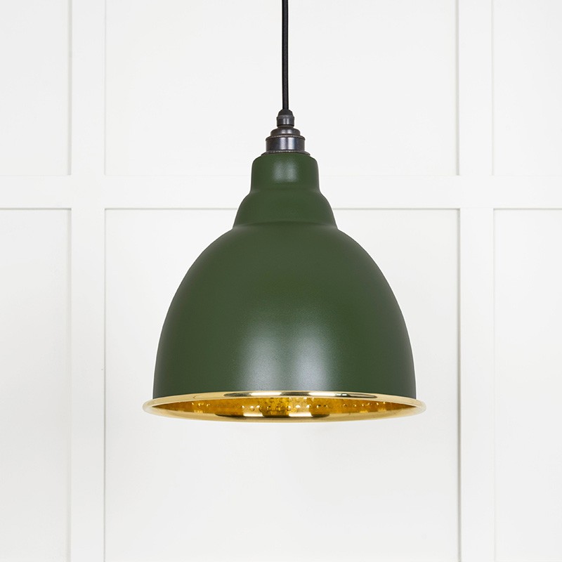 Green/Light Hammered Brass Brindley Pendant In Heath