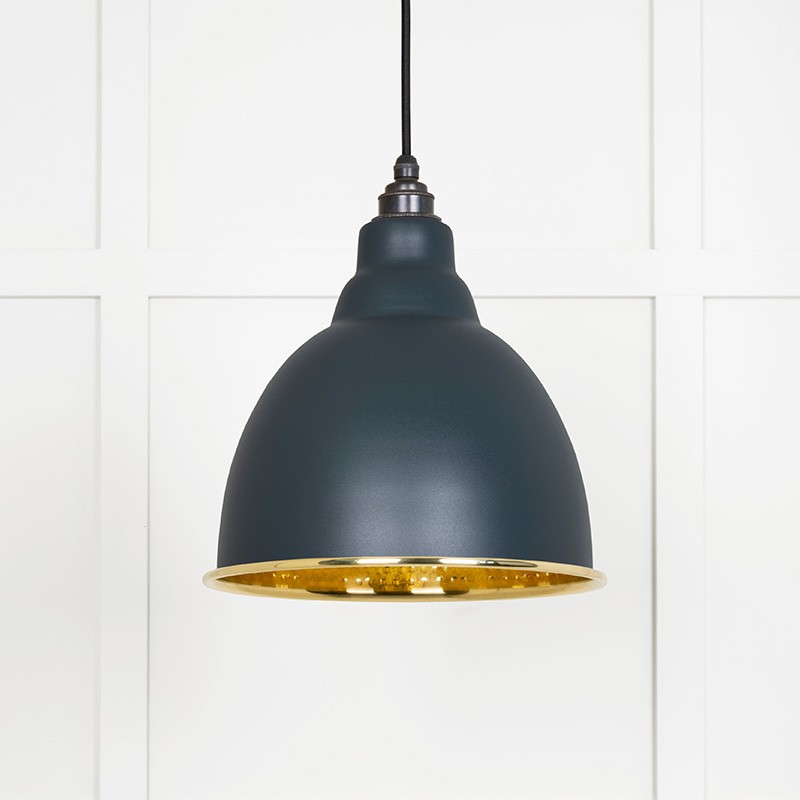 Dark/Grey/Light Hammered Brass Brindley Pendant In Soot
