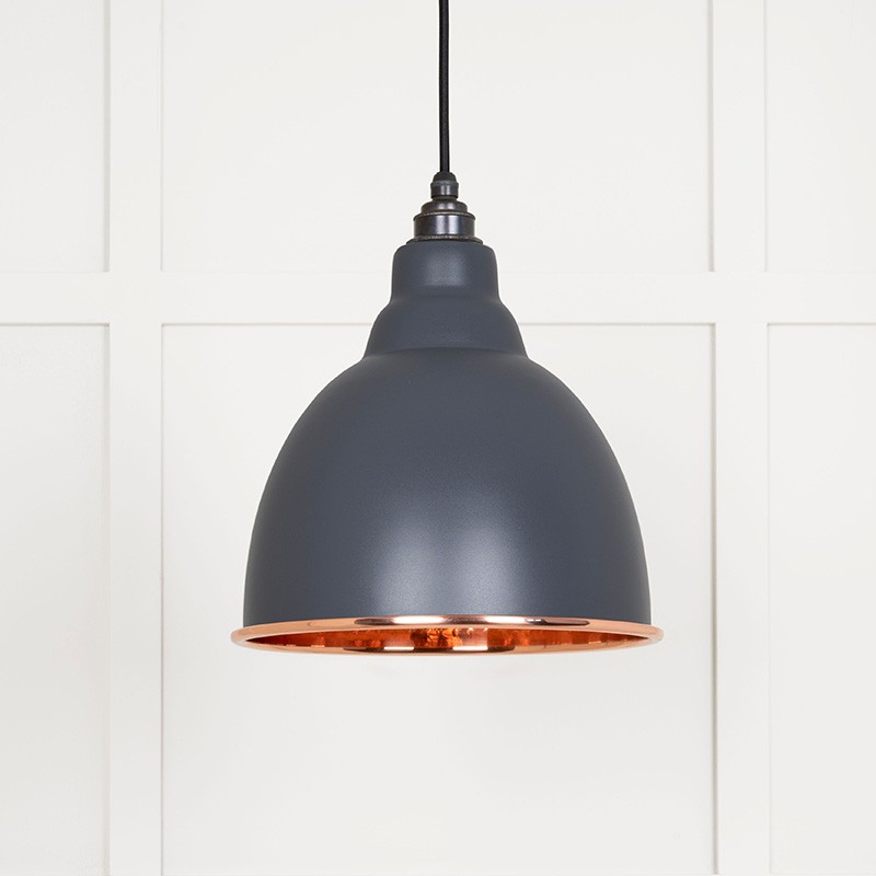 Hammered Copper Brindley Pendant in Slate