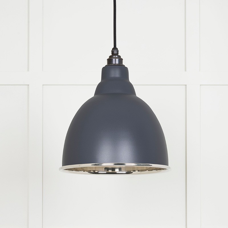 Grey/Light Smooth Nickel Brindley Pendant In Slate