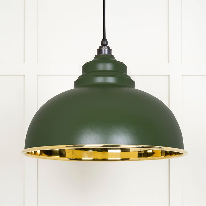 Green/Light Smooth Brass Harborne Pendant In Heath