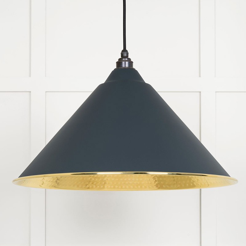 Dark/Grey/Light Hammered Brass Hockley Pendant In Soot