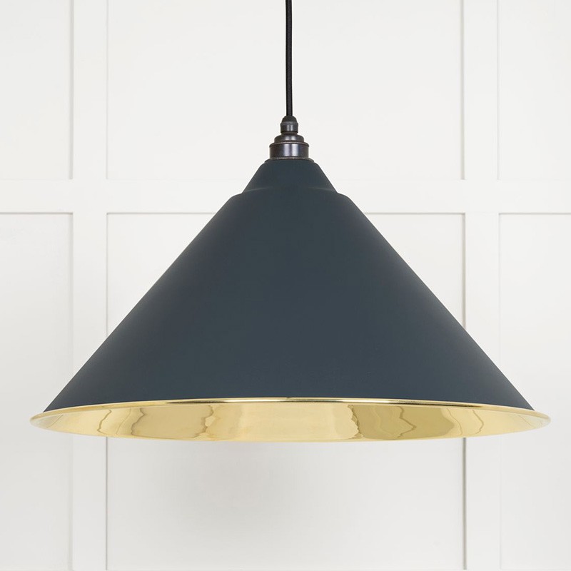 Dark/Grey/Light Smooth Brass Hockley Pendant In Soot