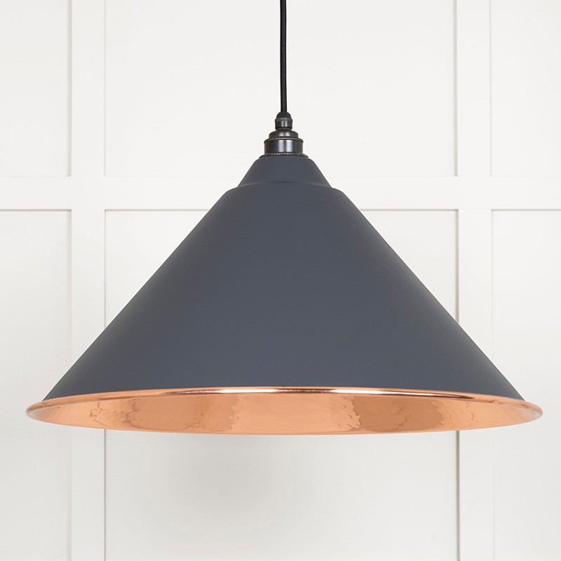 Hammered Copper Hockley Pendant in Slate